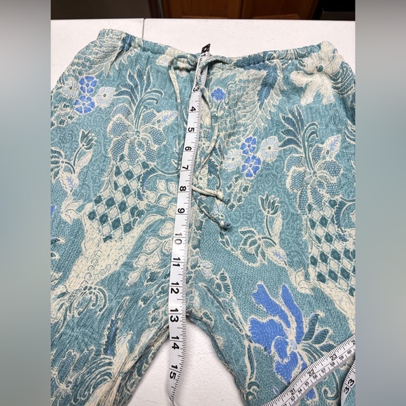 Abercrombie & Fitch Teal Floral Wide-Leg Pants - Picture 8 of 10